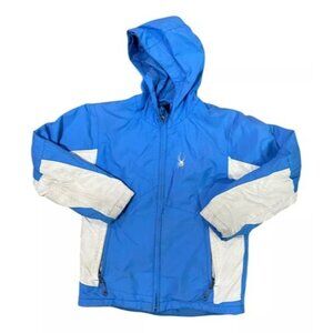 SPYDER Girls Winter Coat Blue & White 12 Ski Jacket Insulated READ